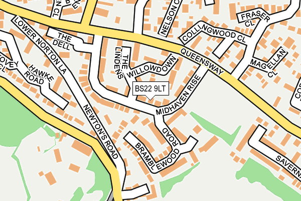 BS22 9LT map - OS OpenMap – Local (Ordnance Survey)