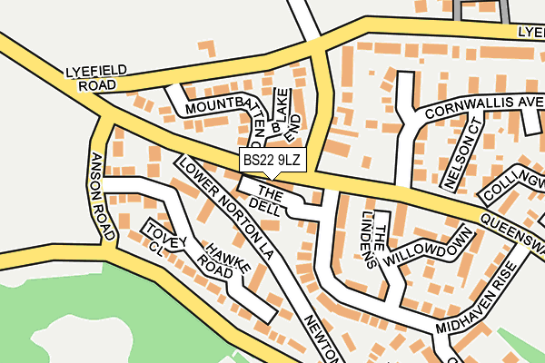 BS22 9LZ map - OS OpenMap – Local (Ordnance Survey)