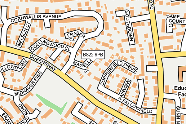 BS22 9PB map - OS OpenMap – Local (Ordnance Survey)