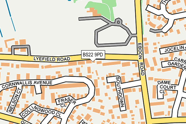 BS22 9PD map - OS OpenMap – Local (Ordnance Survey)