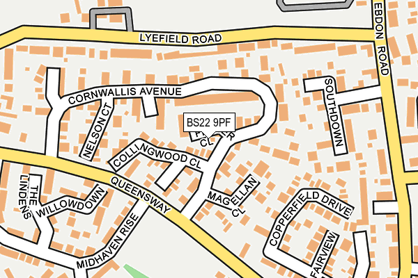 BS22 9PF map - OS OpenMap – Local (Ordnance Survey)