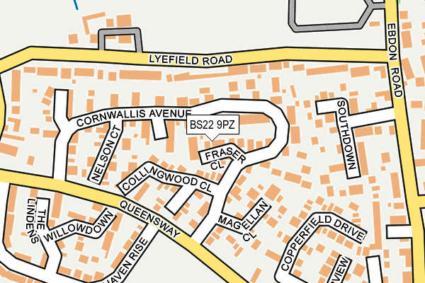 BS22 9PZ map - OS OpenMap – Local (Ordnance Survey)