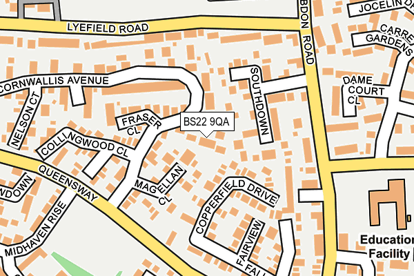 BS22 9QA map - OS OpenMap – Local (Ordnance Survey)