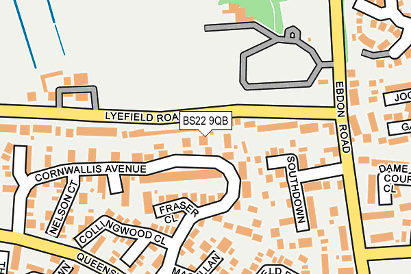 BS22 9QB map - OS OpenMap – Local (Ordnance Survey)