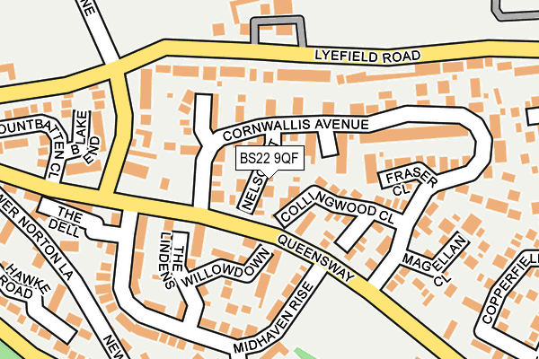 BS22 9QF map - OS OpenMap – Local (Ordnance Survey)