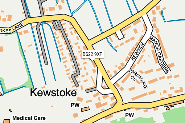 BS22 9XF map - OS OpenMap – Local (Ordnance Survey)