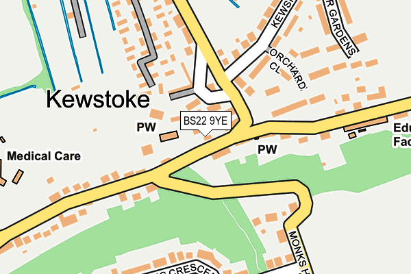 BS22 9YE map - OS OpenMap – Local (Ordnance Survey)