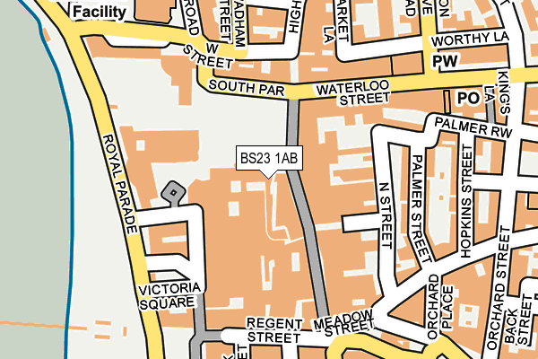 BS23 1AB map - OS OpenMap – Local (Ordnance Survey)