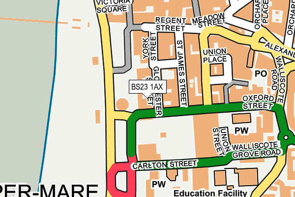 BS23 1AX map - OS OpenMap – Local (Ordnance Survey)