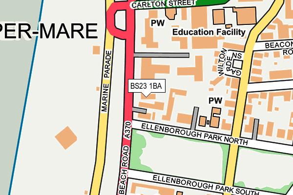 BS23 1BA map - OS OpenMap – Local (Ordnance Survey)