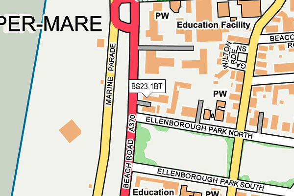 BS23 1BT map - OS OpenMap – Local (Ordnance Survey)