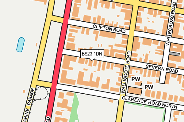 BS23 1DN map - OS OpenMap – Local (Ordnance Survey)