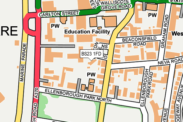 BS23 1FD map - OS OpenMap – Local (Ordnance Survey)