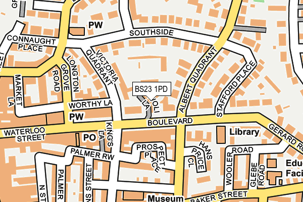 BS23 1PD map - OS OpenMap – Local (Ordnance Survey)