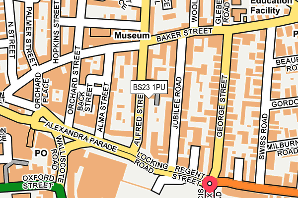 BS23 1PU map - OS OpenMap – Local (Ordnance Survey)