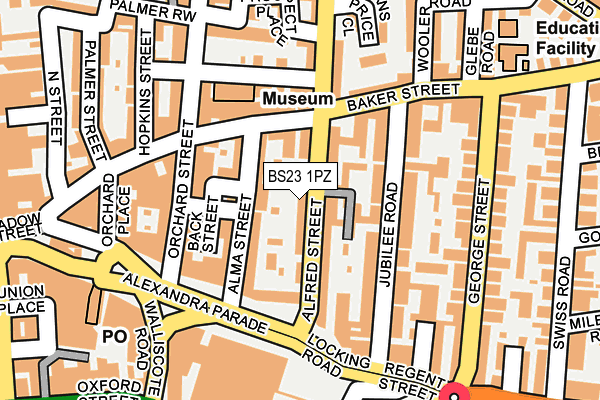 BS23 1PZ map - OS OpenMap – Local (Ordnance Survey)