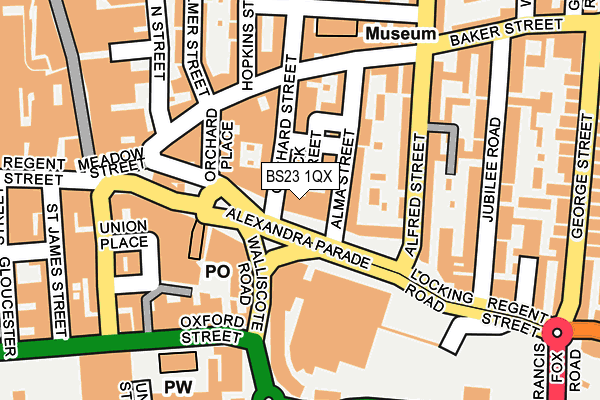 BS23 1QX map - OS OpenMap – Local (Ordnance Survey)