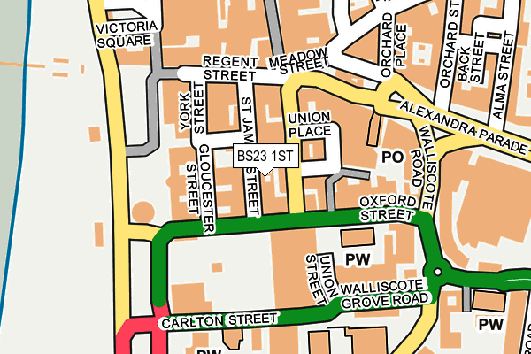 BS23 1ST map - OS OpenMap – Local (Ordnance Survey)