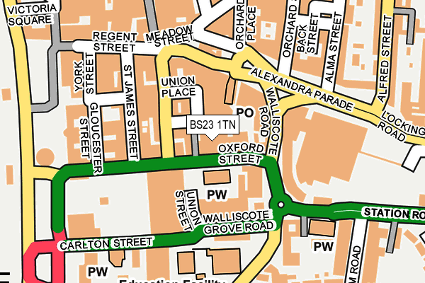 BS23 1TN map - OS OpenMap – Local (Ordnance Survey)