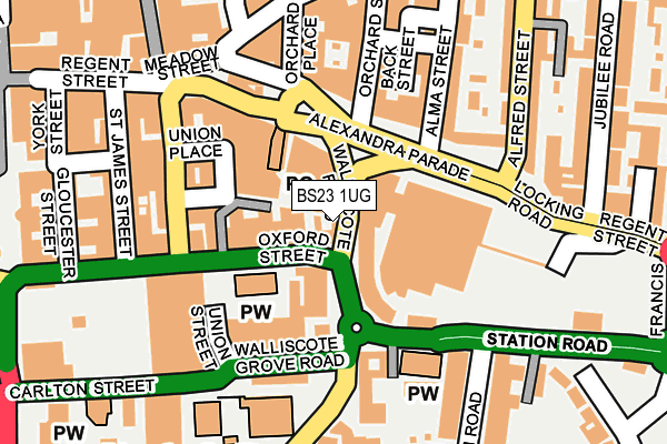 BS23 1UG map - OS OpenMap – Local (Ordnance Survey)