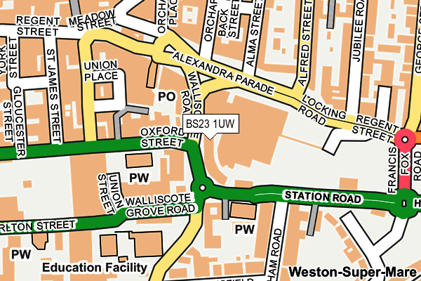 BS23 1UW map - OS OpenMap – Local (Ordnance Survey)