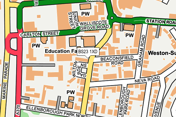 BS23 1XD map - OS OpenMap – Local (Ordnance Survey)