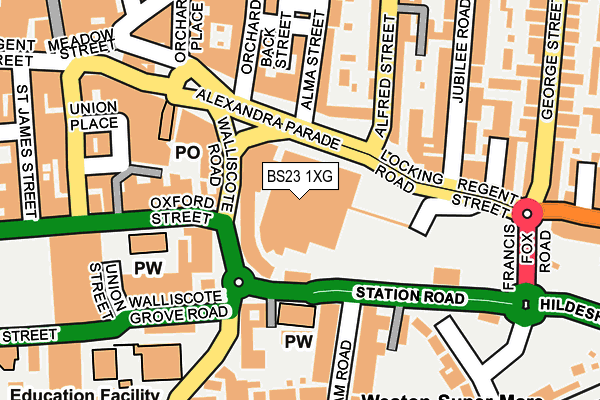 BS23 1XG map - OS OpenMap – Local (Ordnance Survey)