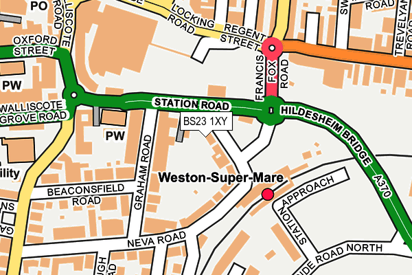 BS23 1XY map - OS OpenMap – Local (Ordnance Survey)