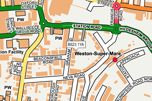 BS23 1YA map - OS OpenMap – Local (Ordnance Survey)