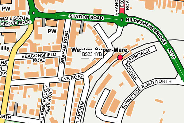BS23 1YB map - OS OpenMap – Local (Ordnance Survey)