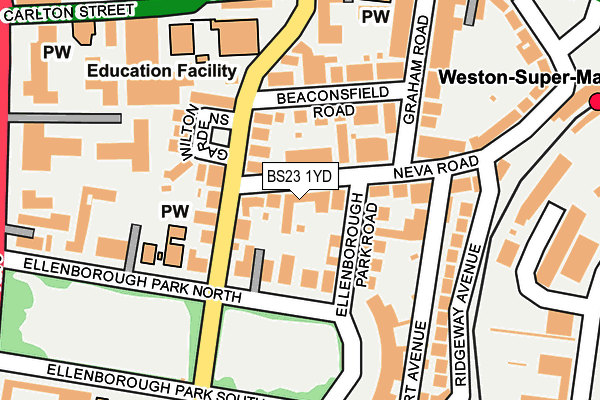 BS23 1YD map - OS OpenMap – Local (Ordnance Survey)
