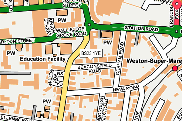 BS23 1YE map - OS OpenMap – Local (Ordnance Survey)