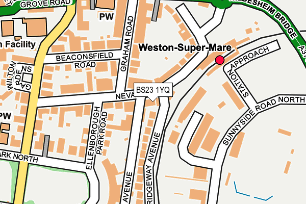 BS23 1YQ map - OS OpenMap – Local (Ordnance Survey)