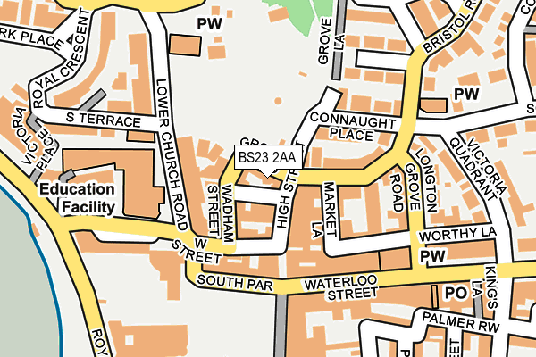 BS23 2AA map - OS OpenMap – Local (Ordnance Survey)