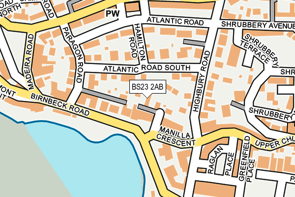 BS23 2AB map - OS OpenMap – Local (Ordnance Survey)