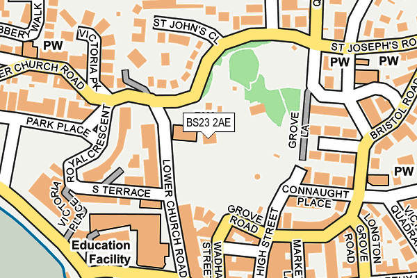 BS23 2AE map - OS OpenMap – Local (Ordnance Survey)