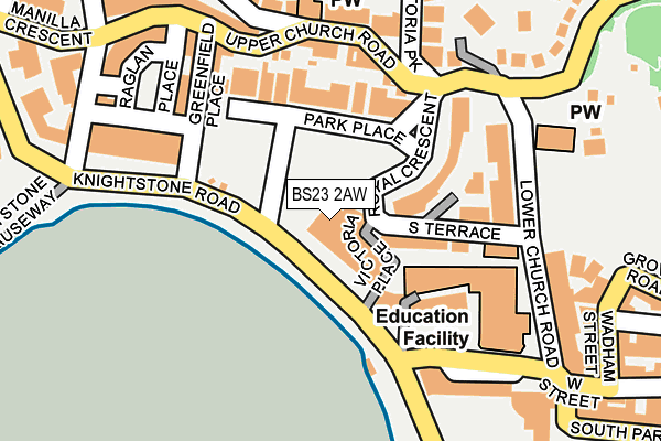 BS23 2AW map - OS OpenMap – Local (Ordnance Survey)