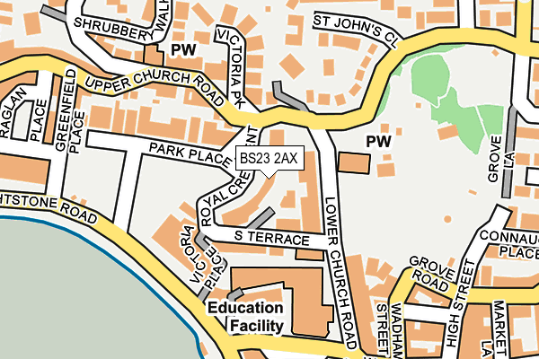 BS23 2AX map - OS OpenMap – Local (Ordnance Survey)