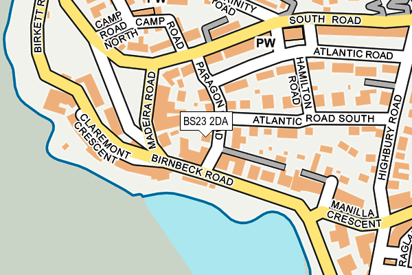 BS23 2DA map - OS OpenMap – Local (Ordnance Survey)