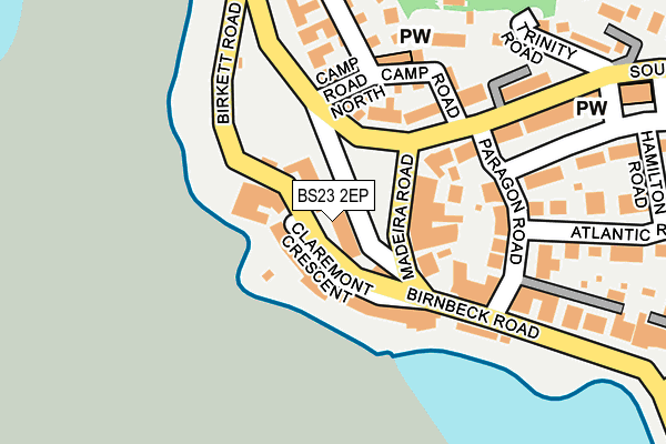 BS23 2EP map - OS OpenMap – Local (Ordnance Survey)