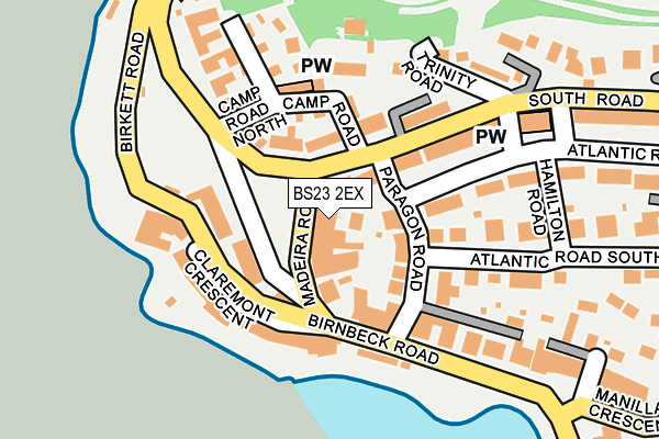 BS23 2EX map - OS OpenMap – Local (Ordnance Survey)