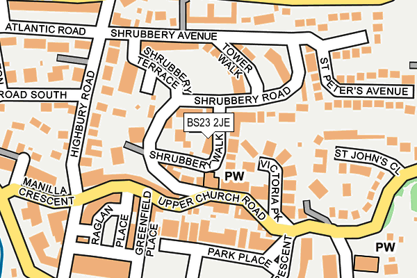 BS23 2JE map - OS OpenMap – Local (Ordnance Survey)