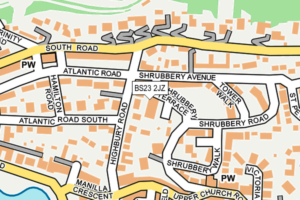BS23 2JZ map - OS OpenMap – Local (Ordnance Survey)