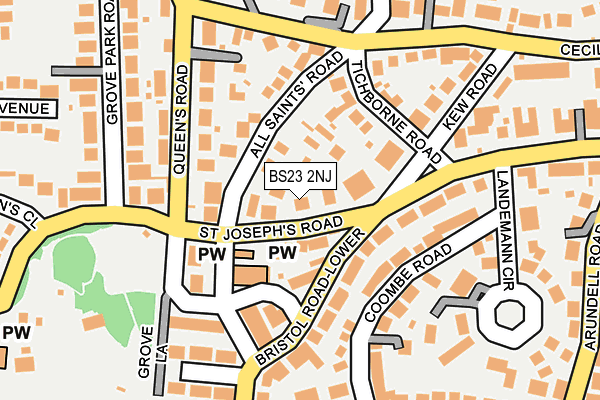 BS23 2NJ map - OS OpenMap – Local (Ordnance Survey)