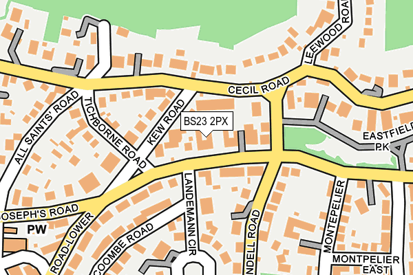 BS23 2PX map - OS OpenMap – Local (Ordnance Survey)