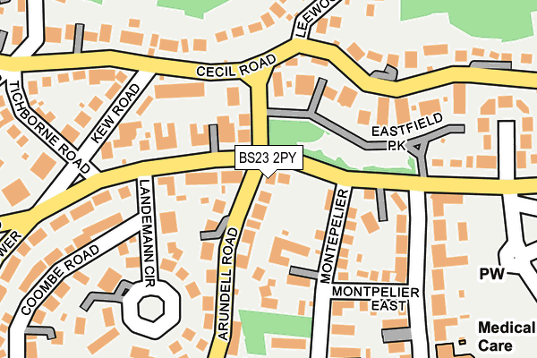 BS23 2PY map - OS OpenMap – Local (Ordnance Survey)