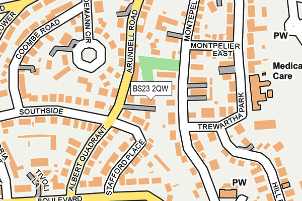 BS23 2QW map - OS OpenMap – Local (Ordnance Survey)