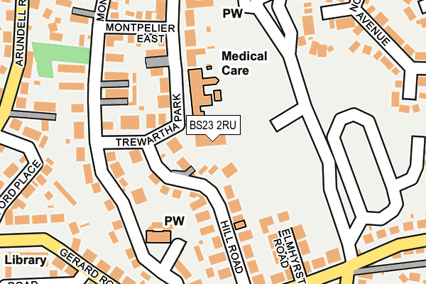 BS23 2RU map - OS OpenMap – Local (Ordnance Survey)
