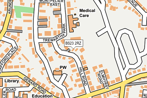 BS23 2RZ map - OS OpenMap – Local (Ordnance Survey)