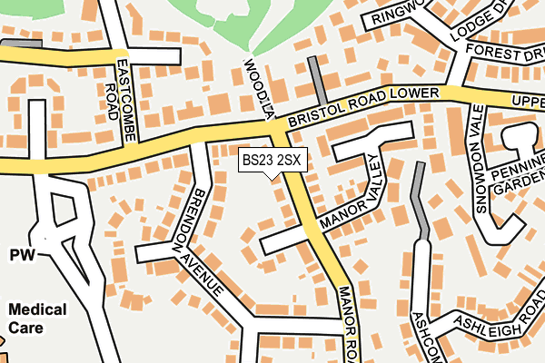 BS23 2SX map - OS OpenMap – Local (Ordnance Survey)